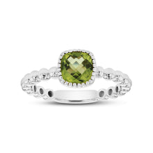 Load image into Gallery viewer, 14K Gold Square Cushion Birth Stone Bead Ring
