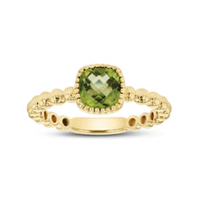 Load image into Gallery viewer, 14K Gold Square Cushion Birth Stone Bead Ring
