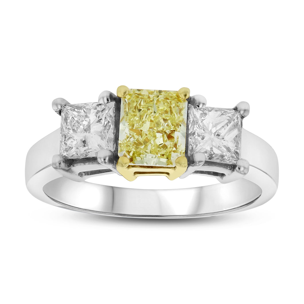 18K White Gold Yellow & White Diamond Ring
