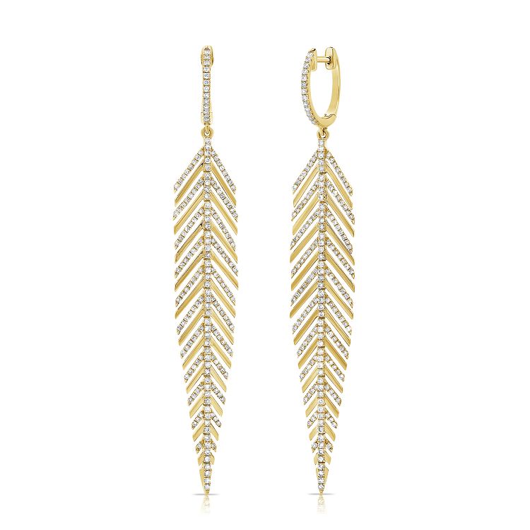 14K Yellow Gold Diamond Statement Drop  Earrings