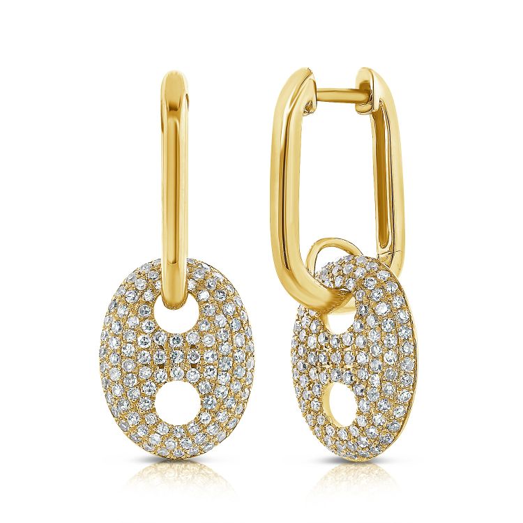 14K Yellow Gold Diamond Fashion  Earrings
