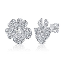 Load image into Gallery viewer, 14K Yellow Gold Diamond Flower Stud  Earrings
