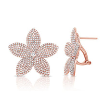 Load image into Gallery viewer, 14K Gold Diamond Flower Stud Earrings

