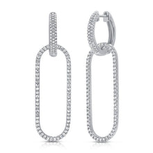 Load image into Gallery viewer, 14K White Gold Diamond Large Link Dangle Earrings
