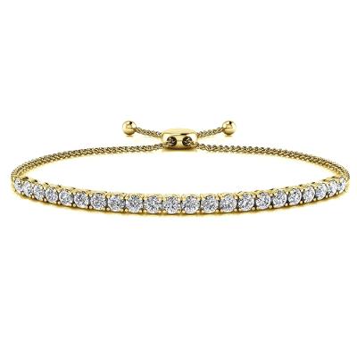 14K Yellow Gold Diamond 1ct Bolo Adjustable Bracelet