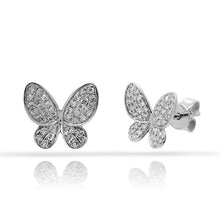 Load image into Gallery viewer, 14K Gold Diamond Pave Butterfly Stud Earrings
