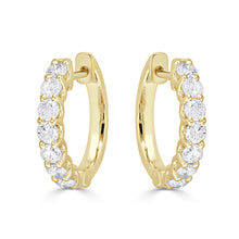 Load image into Gallery viewer, 14K Gold Round Diamond Hoop Earrings .50&quot;

