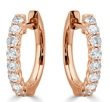 Load image into Gallery viewer, 18K Gold Round Diamond Hoops .50&quot;
