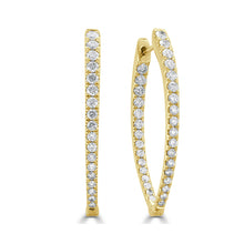 Load image into Gallery viewer, 14k Gold &amp; Diamond Oval Shape Hoop Earrings  - 1.25&quot; Inch
