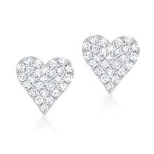 14K Gold Diamond Heart Pave Stud Earrings