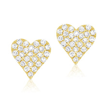Load image into Gallery viewer, 14K Gold Diamond Heart Pave Stud Earrings
