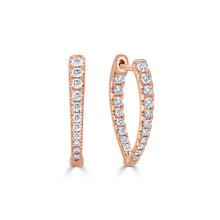 Load image into Gallery viewer, 14K Diamond Oval Hoop Earrings 0.75&quot; Inch
