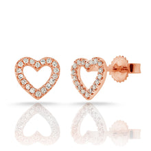 Load image into Gallery viewer, 14K Gold Open Heart Diamond Stud Earrings
