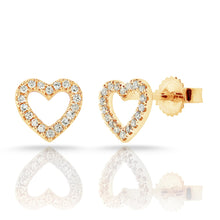 Load image into Gallery viewer, 14K Gold Open Heart Diamond Stud Earrings
