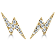 Load image into Gallery viewer, 14K Gold Diamond Lightning Bolt Stud Earrings
