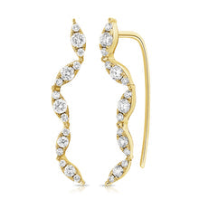 Load image into Gallery viewer, 14K Gold Diamond Ear Climber Earrings 1&quot; Inch
