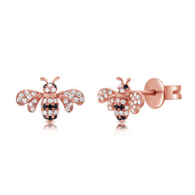 Load image into Gallery viewer, 14K Gold Diamond Bumble Bee Stud Earrings
