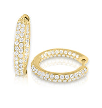 Load image into Gallery viewer, 14K Gold Diamond Hoop Earring 1/2 Inch
