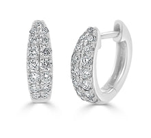 Load image into Gallery viewer, 14k Gold &amp; Diamond Double Row Huggie Earrings 1/2 Inches
