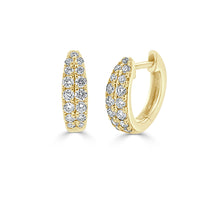Load image into Gallery viewer, 14K Gold Diamond Double Row  Huggie Earrings
