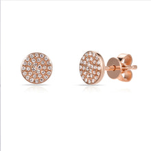 Load image into Gallery viewer, 14K Gold Diamond Disc Stud Earrings
