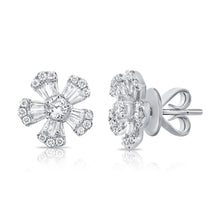 Load image into Gallery viewer, 14K Gold Diamond Flower Stud Earring
