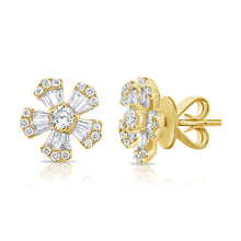 Load image into Gallery viewer, 14K Gold Diamond Flower Stud Earring
