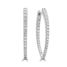 Load image into Gallery viewer, 14k Gold &amp; Diamond Oval Point Hoop Earrings- 1 1/4&quot; Inches

