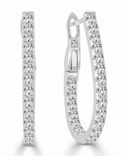Load image into Gallery viewer, 14k Gold &amp; Diamond Pear Shape Hoop Earrings  -0.75&quot; Inch
