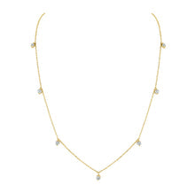 14K Gold 0.60ct Diamond Station Necklace 16-18 Inches