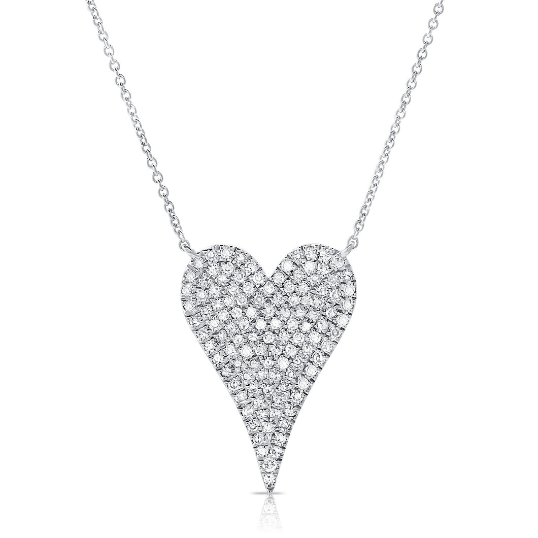 14K Gold Diamond Pave Heart Necklace