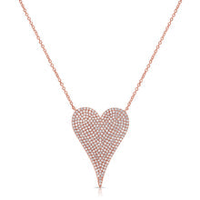 Load image into Gallery viewer, 14K Gold Diamond Pave Large Heart Necklace
