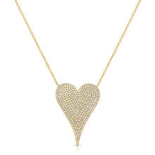 14K Gold Diamond Pave Large Heart Necklace
