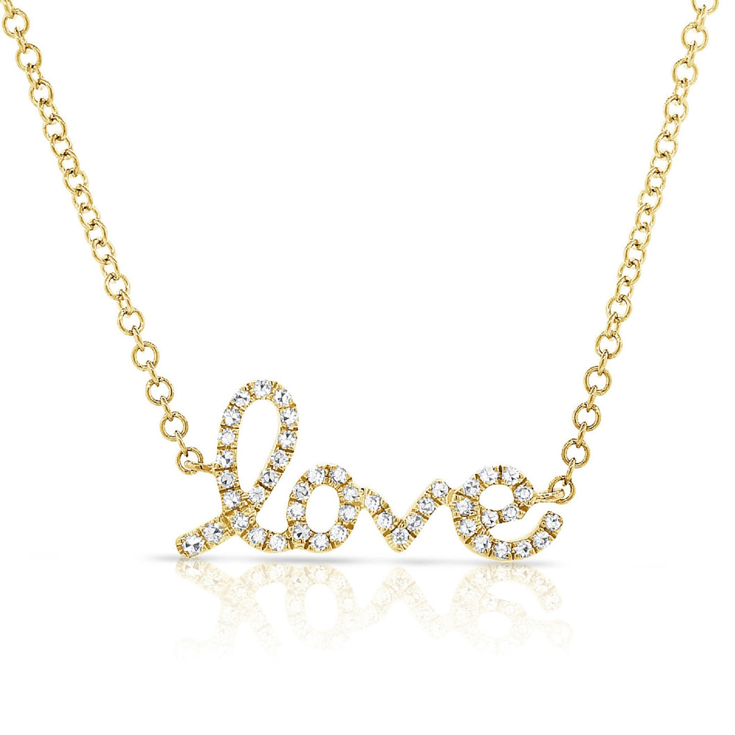 14K Gold Diamond Love Necklace