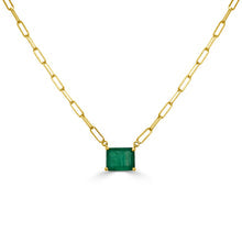 Load image into Gallery viewer, 14K Yellow Gold Emerald Cut Emerald Link Chain Necklace 16&quot; Inches

