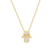 Load image into Gallery viewer, 14K Gold Hamsa Hand of Gd Diamond Necklace
