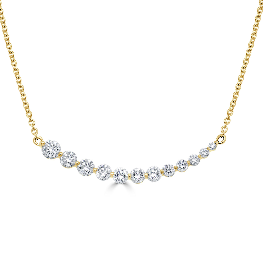14K Gold Diamond Curve Bar Necklace
