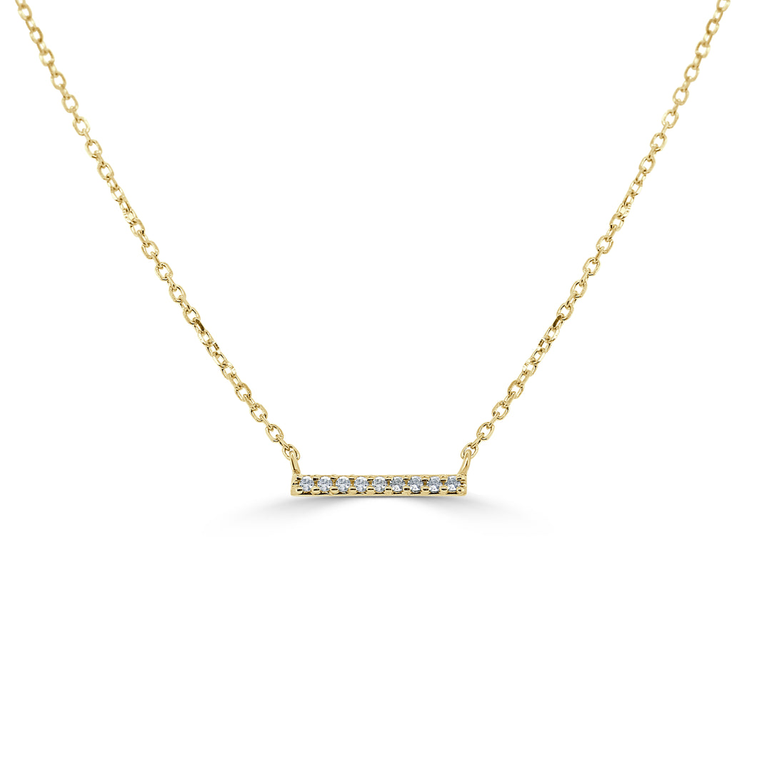 14K Gold Small Diamond Bar Necklace