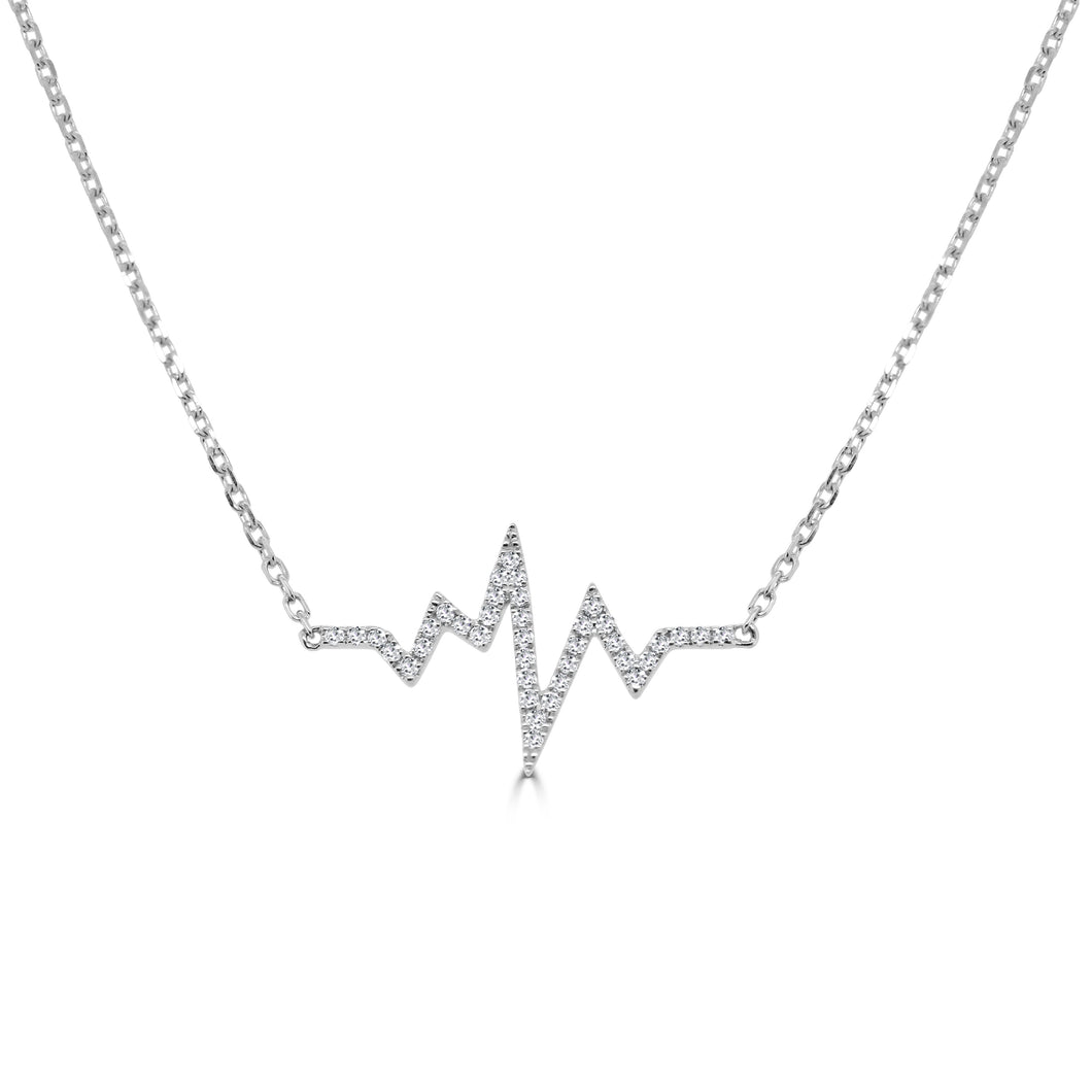 14K Gold Diamond Heart Beat Necklace