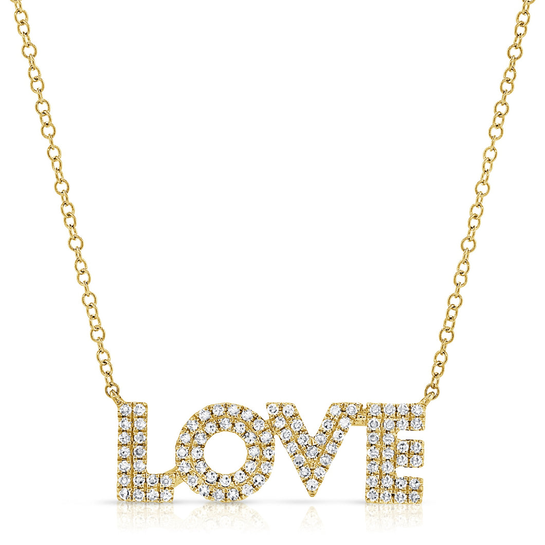 14K Gold Diamond LOVE Necklace