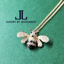 Load image into Gallery viewer, 14K Gold Black &amp; White Diamond Bumble Bee Pendant
