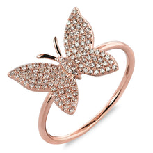 Load image into Gallery viewer, 14K Gold Diamond Butterfly Ring
