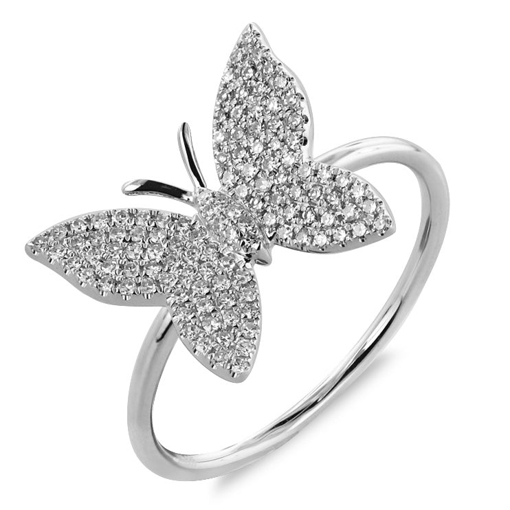 14K Gold Diamond Butterfly Ring