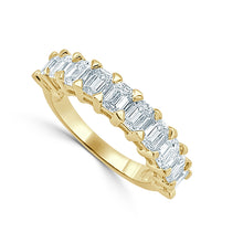 Load image into Gallery viewer, 14K Gold Diamond Emerald Cut 1/2 Way Band
