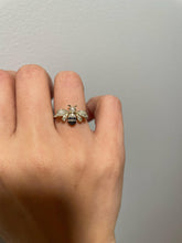 Load image into Gallery viewer, 14K Gold Black &amp; White Diamond Bumble Bee Ring
