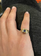 Load image into Gallery viewer, 14K Yellow Gold Sapphire &amp; Diamond Evil Eye Signet Ring
