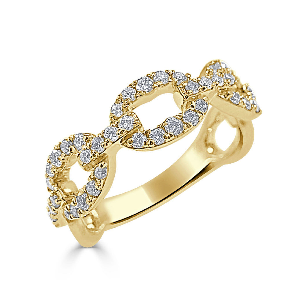 14K Gold Diamond Link Ring