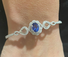 Load image into Gallery viewer, 18K White Gold Sapphire &amp; Diamond Bangle
