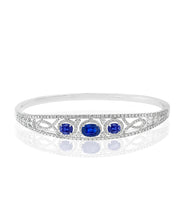 Load image into Gallery viewer, 18K White Gold Sapphire &amp; Diamond Bangle

