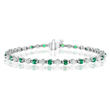 Load image into Gallery viewer, 14K White Gold Emerald &amp; Diamond Bracelet
